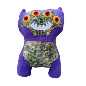 Handmade Purple Monster Plush Alien Creature Folk Art Stuffed Animal Toy 14"